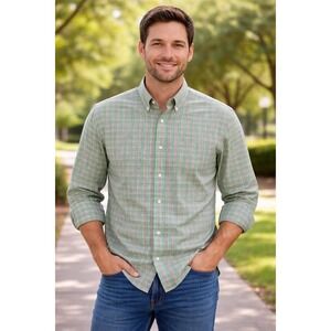 Ralph Lauren Classic Fit Shirt Mens XL Plaid‎ Short Sleeve Green Pink Preppy